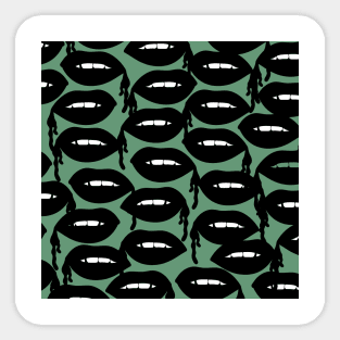 Bloody Lips Pattern in Green Sticker